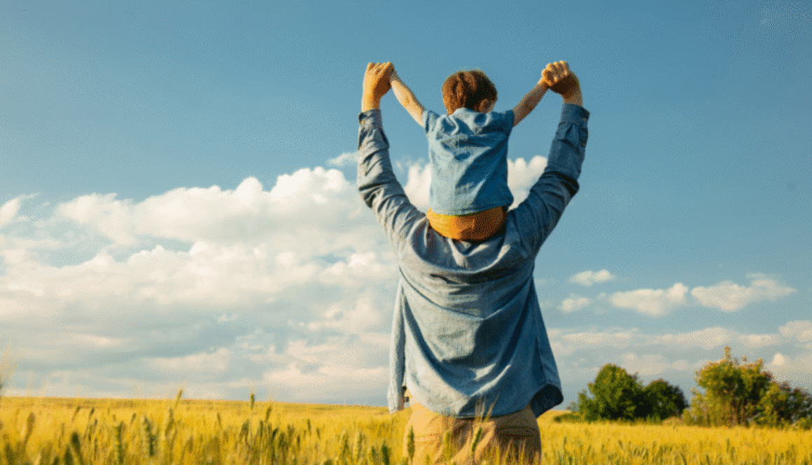 Child Sitting on His Father's Shoulders in a Wheat Field View more by Masson free for Canva Teams