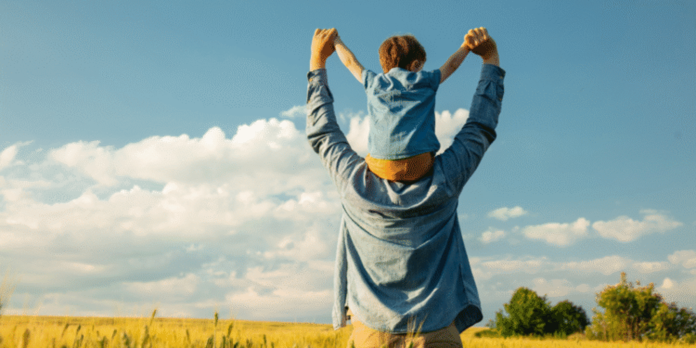 Child Sitting on His Father's Shoulders in a Wheat Field View more by Masson free for Canva Teams